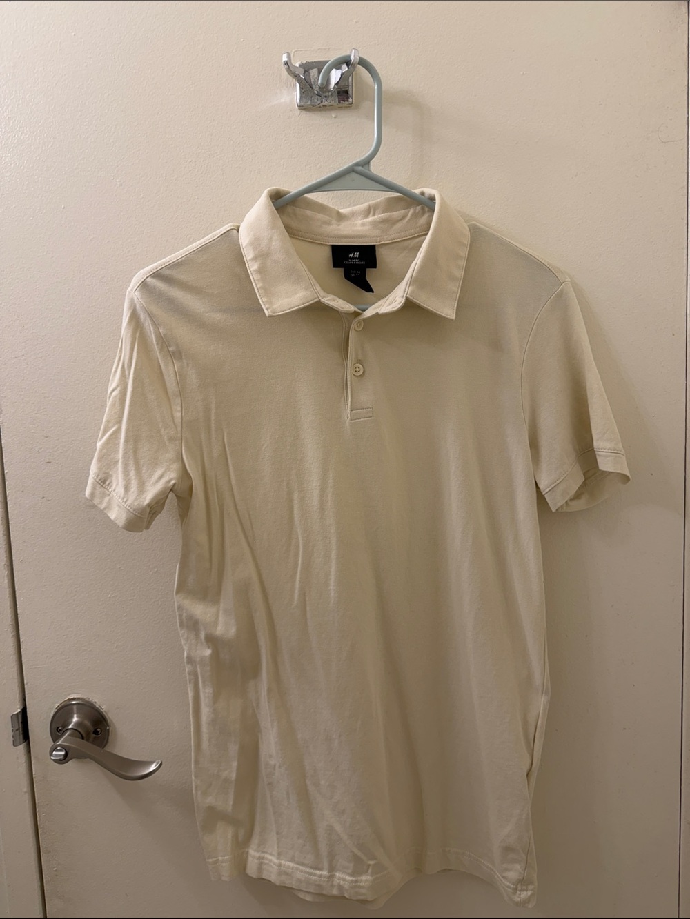 H&M Men’s Cream Polo Shirt — Soft Ivory Short Sleeve